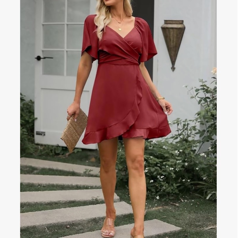 Elegant Burgundy Wrap Dress